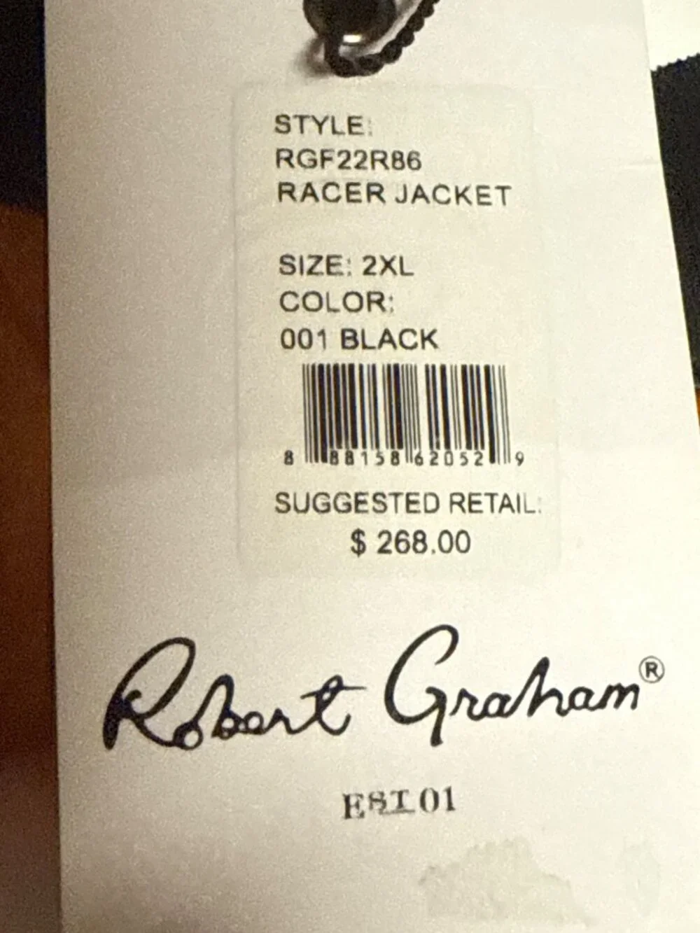 Robert Graham Men's Black Vegan Leather Moto Jacket - New with Tags, Size Medium